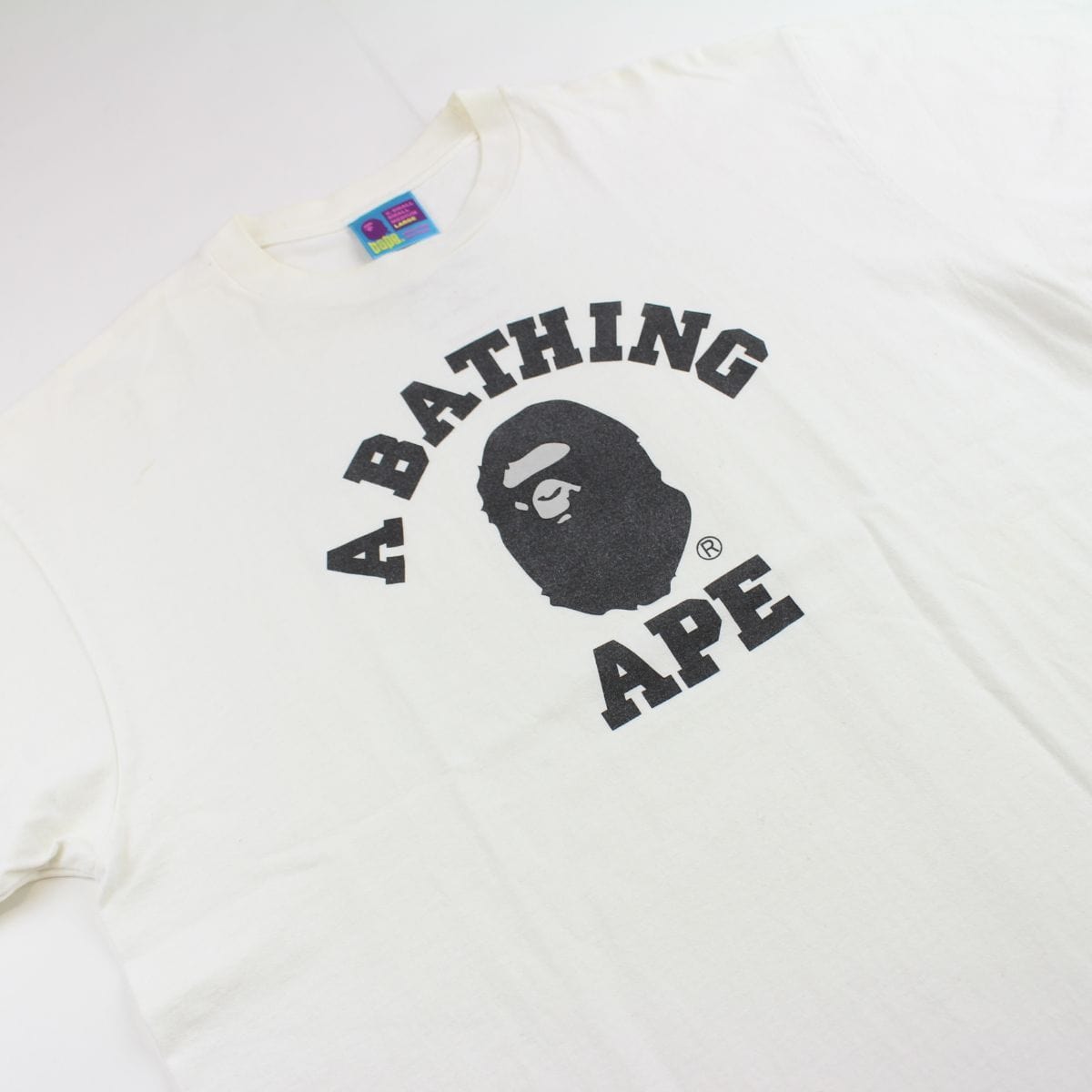 Bape Black College Logo Tee White - SARUUK