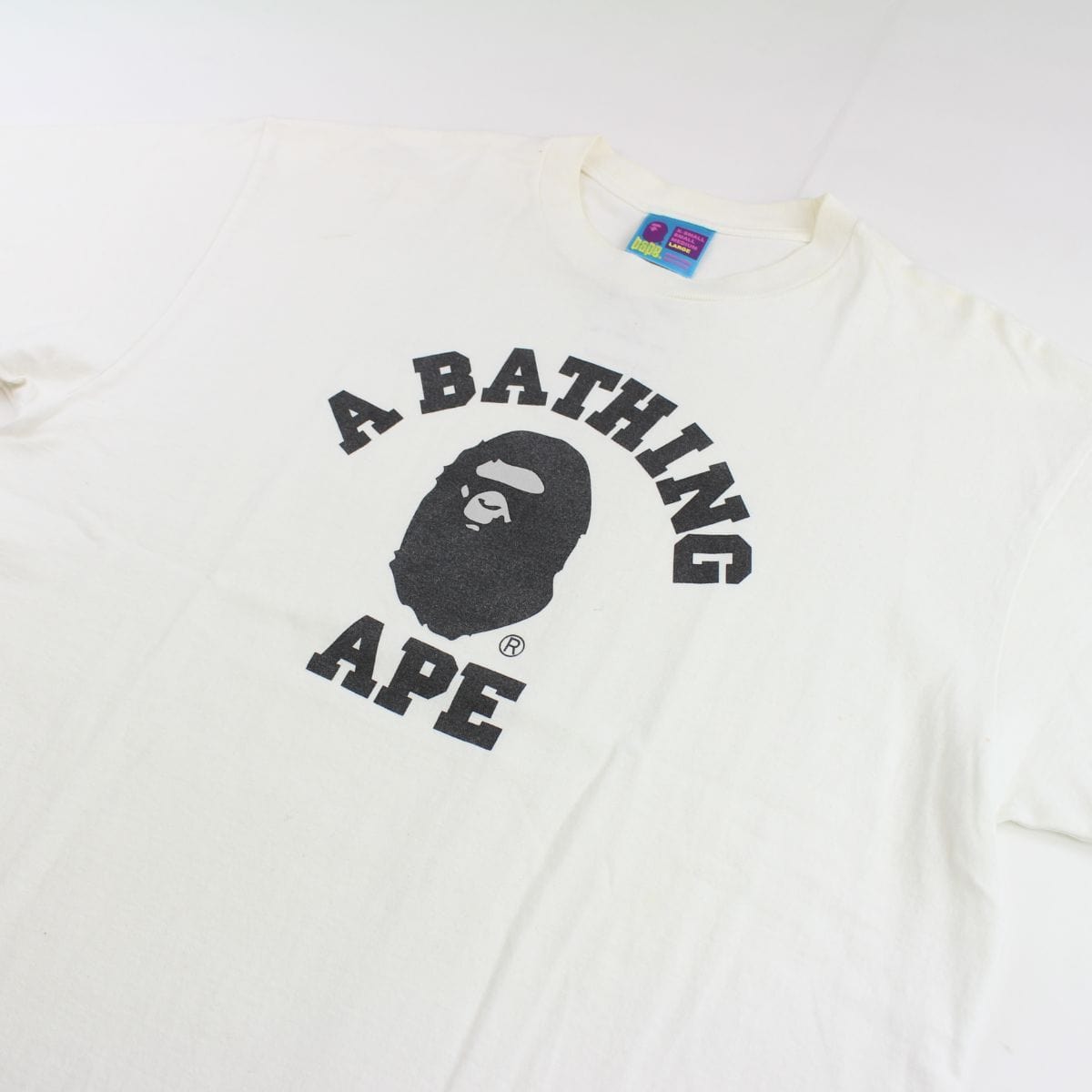 Bape Black College Logo Tee White - SARUUK