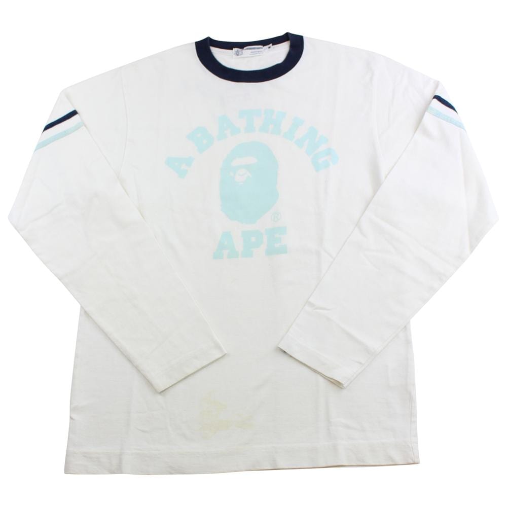 Bape Baby Blue College Logo LS White - SARUUK