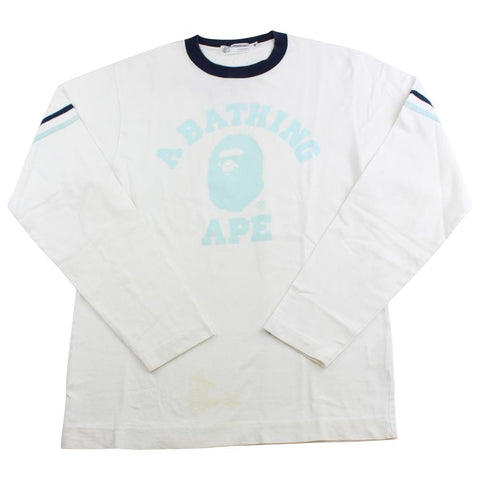 Bape Baby Blue College Logo LS White