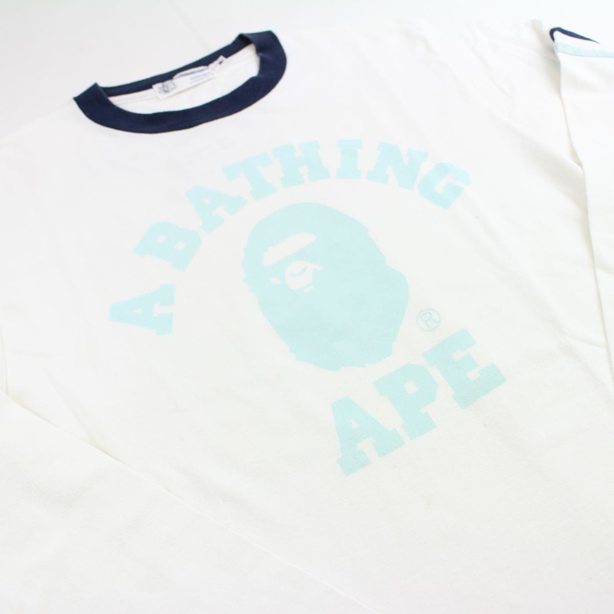 Bape Baby Blue College Logo LS White - SARUUK