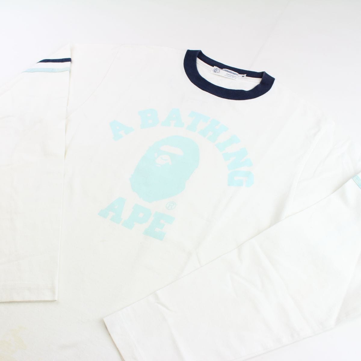 Bape Baby Blue College Logo LS White - SARUUK