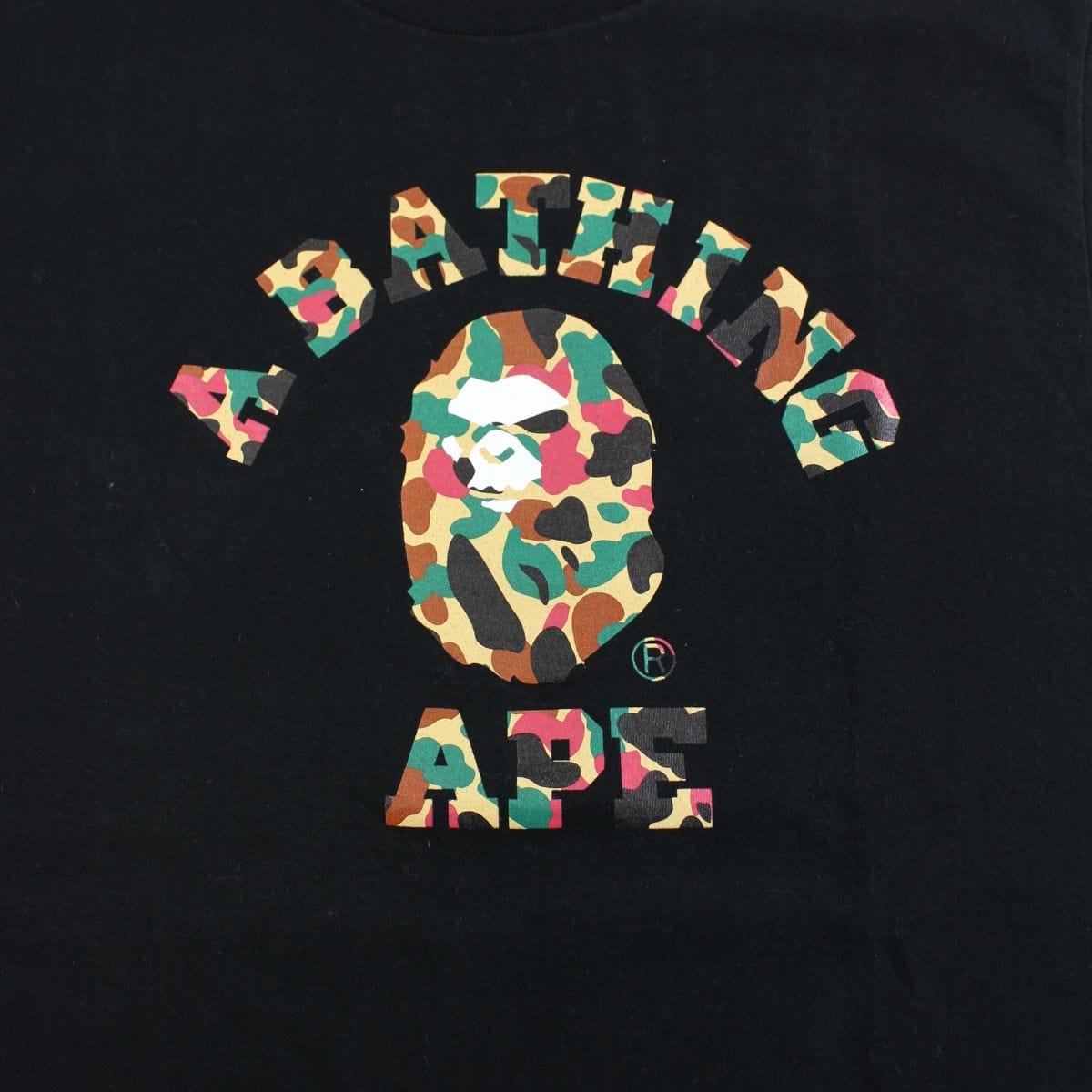 Bape Duck Camo College Logo Tee Black - SARUUK