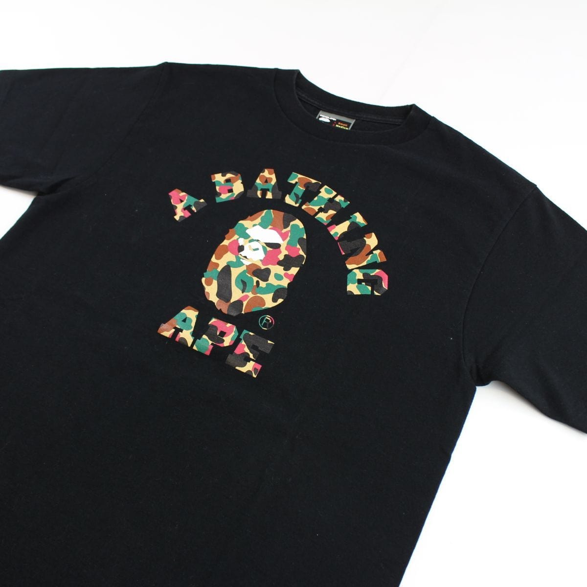 Bape Duck Camo College Logo Tee Black - SARUUK