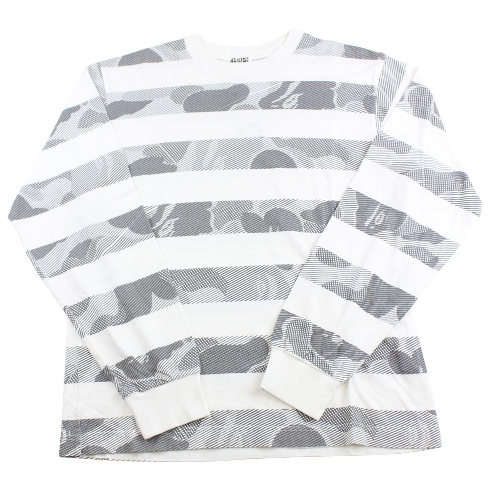 Bape Grey Camo Striped LS White - SARUUK