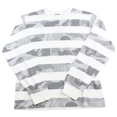 Bape Grey Camo Striped LS White