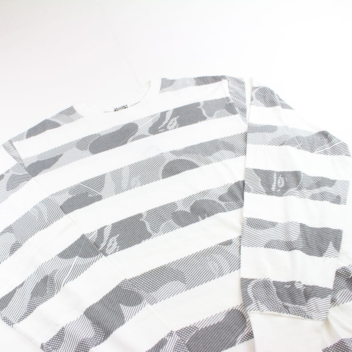 Bape Grey Camo Striped LS White - SARUUK