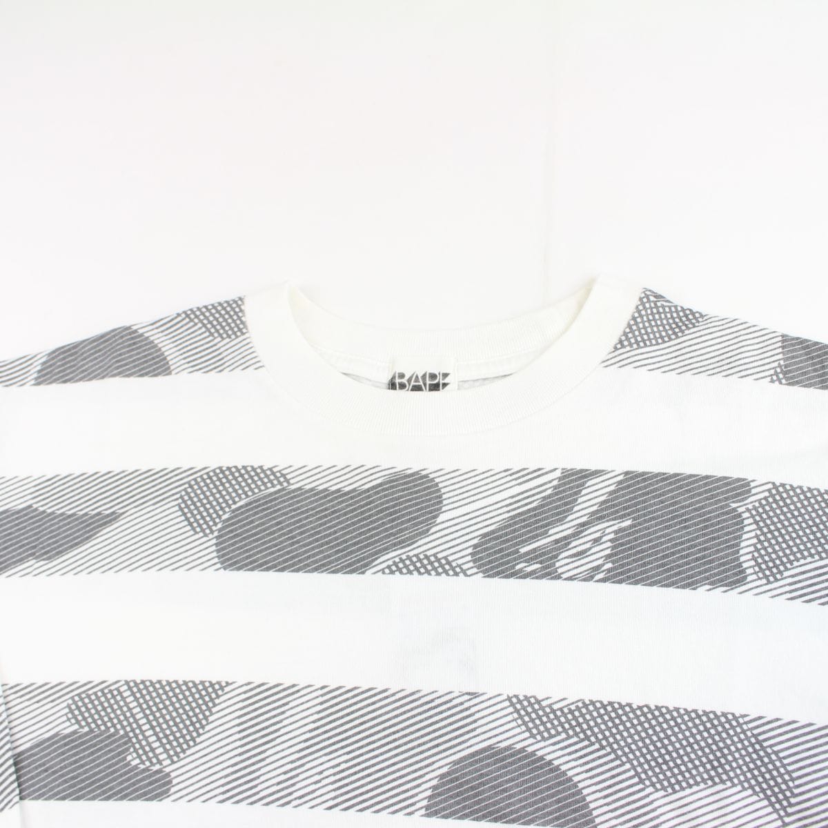 Bape Grey Camo Striped LS White - SARUUK