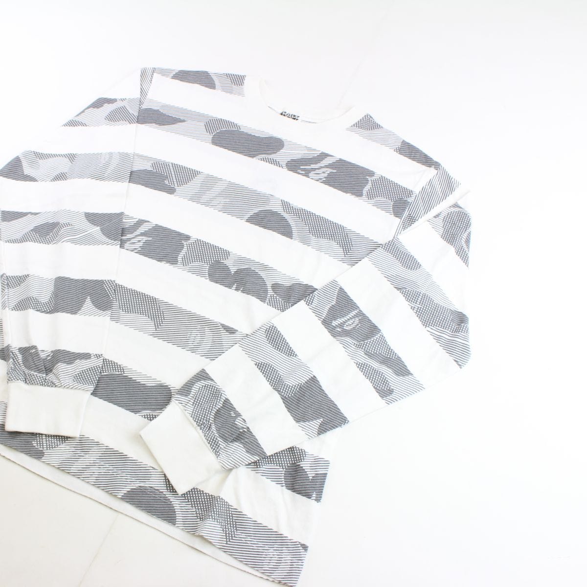 Bape Grey Camo Striped LS White - SARUUK