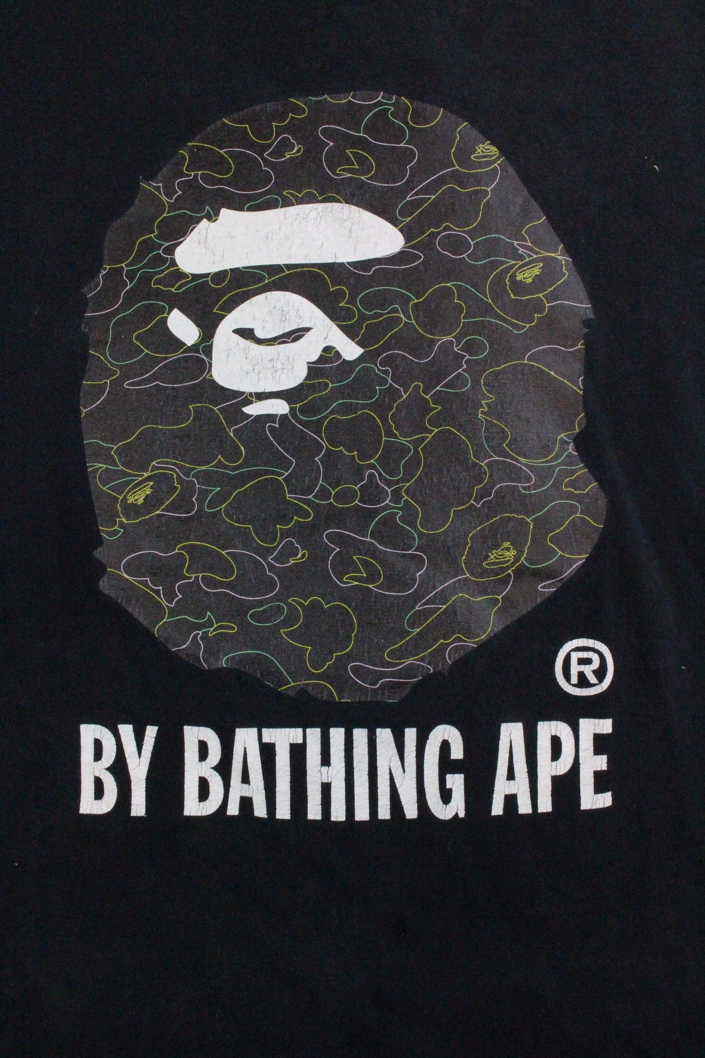 Bape x Kaws Neon Big Ape Logo Tee Black - SaruGeneral