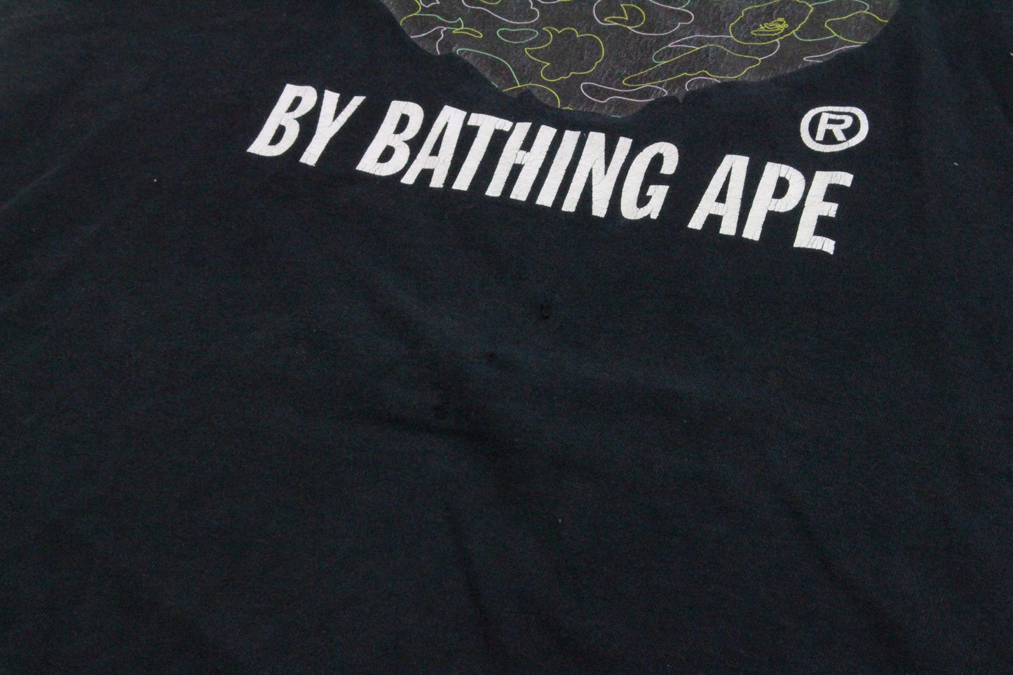 Bape x Kaws Neon Big Ape Logo Tee Black - SaruGeneral