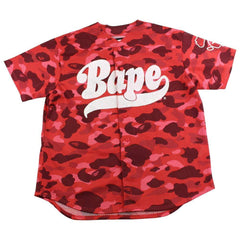maillot en maille camouflage rouge Bape