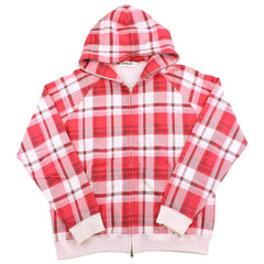 Bape à carreaux rouges avec fermeture éclair intégrale