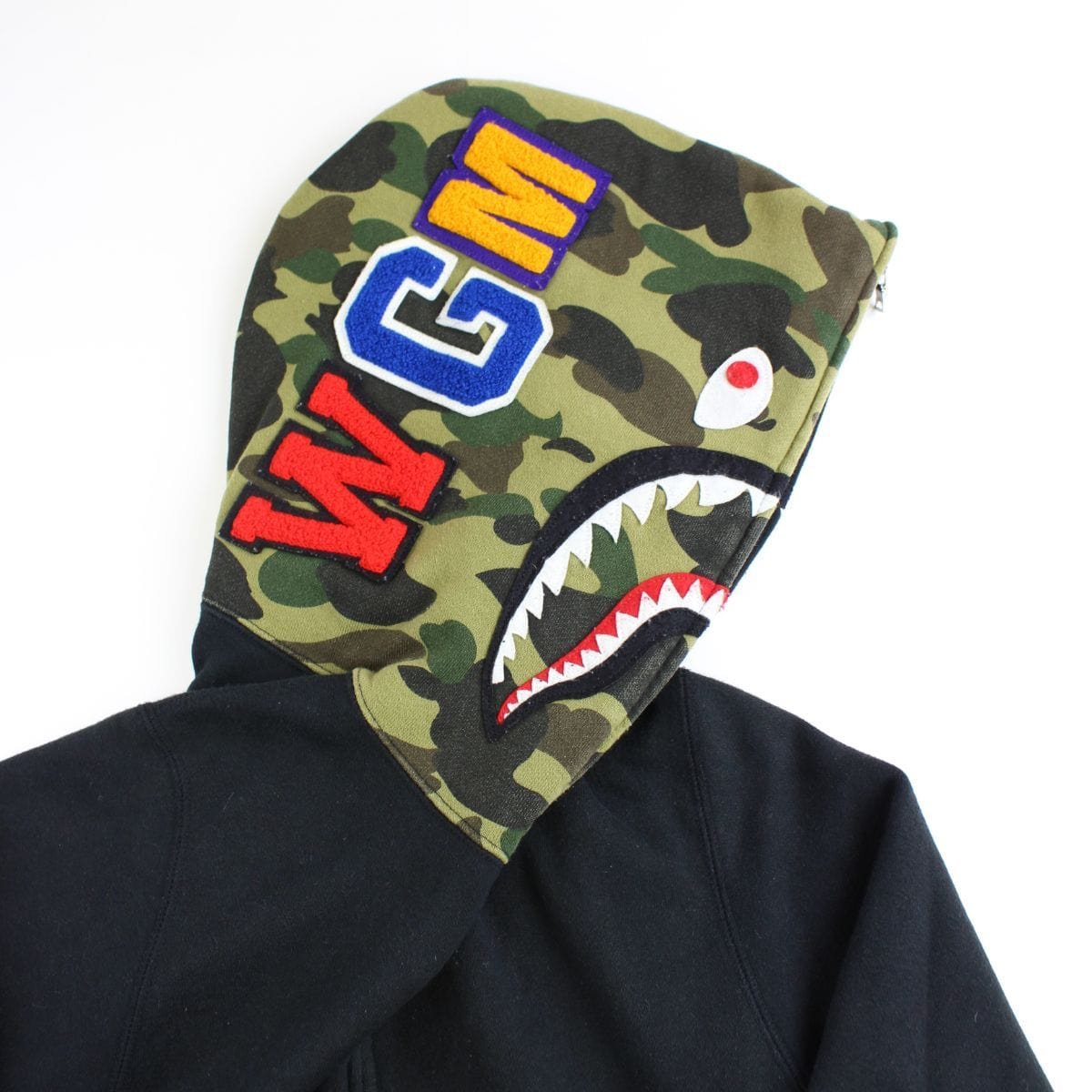 Bape 1st Green Camo Shark Hoodie Black - SARUUK