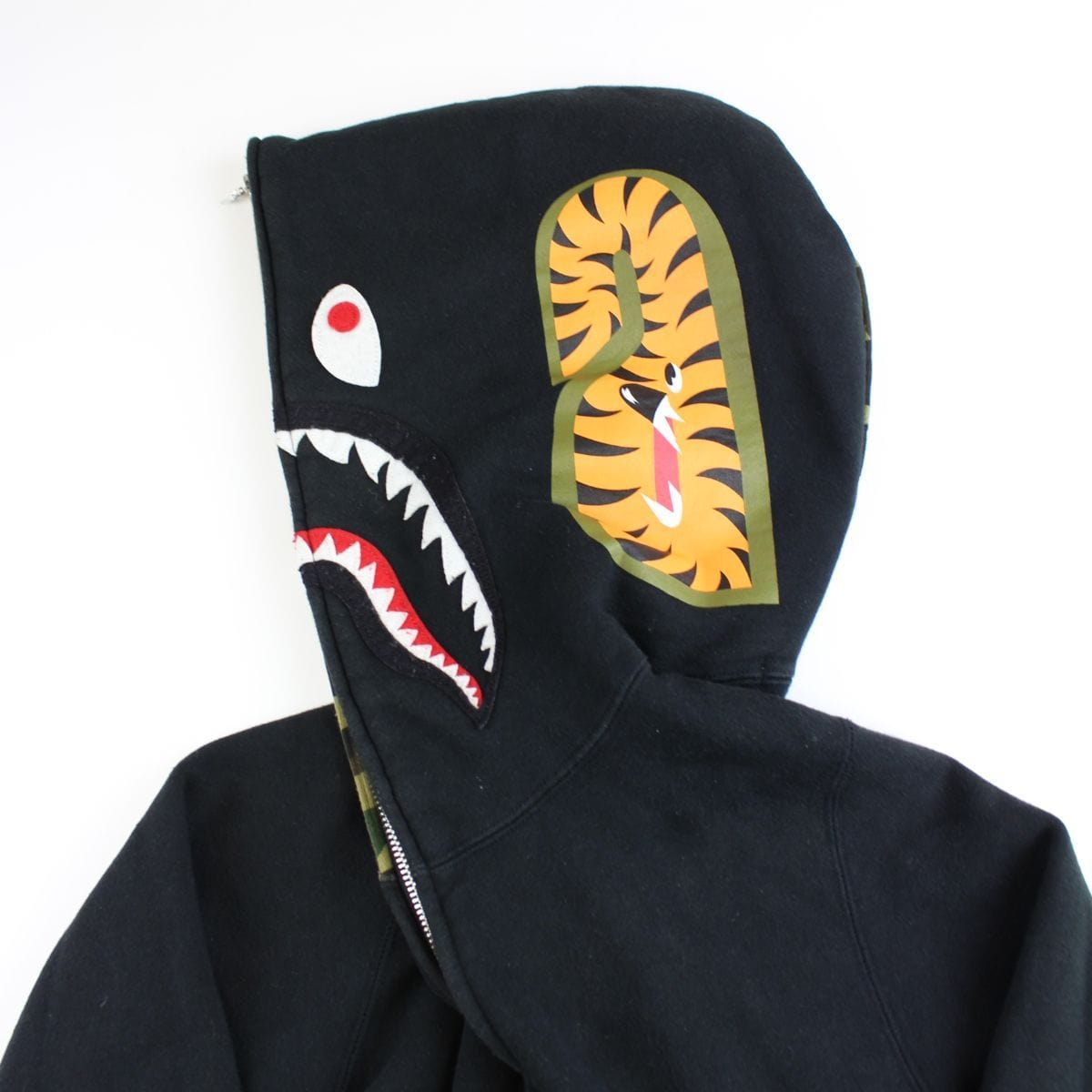 Bape 1st Green Camo Shark Hoodie Black - SARUUK