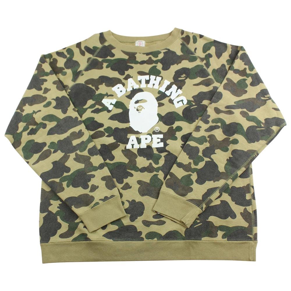 Bape 1st Green camo College Logo Crewneck - SARUUK