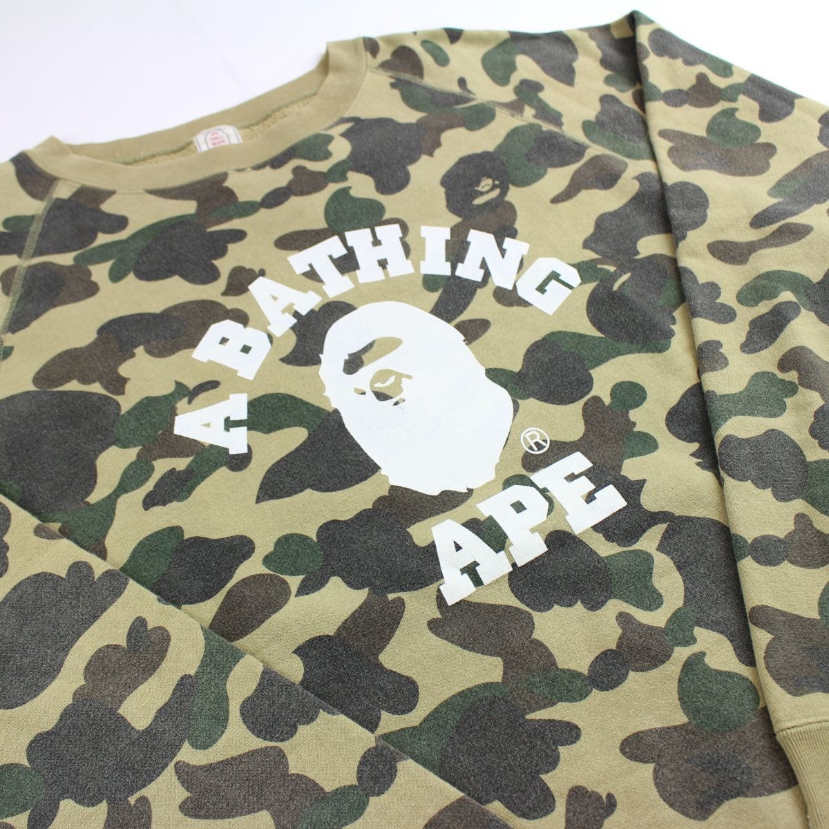 Bape 1st Green camo College Logo Crewneck - SARUUK