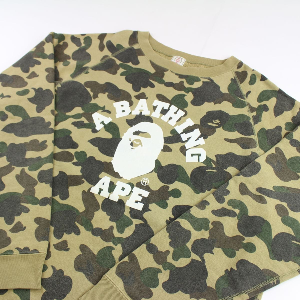 Bape 1st Green camo College Logo Crewneck - SARUUK