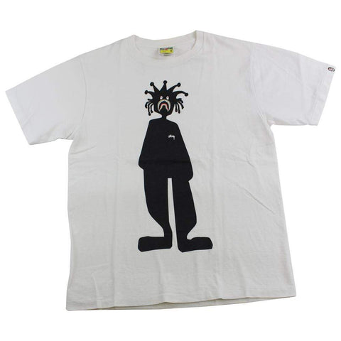 bape x stussy shark man tee white