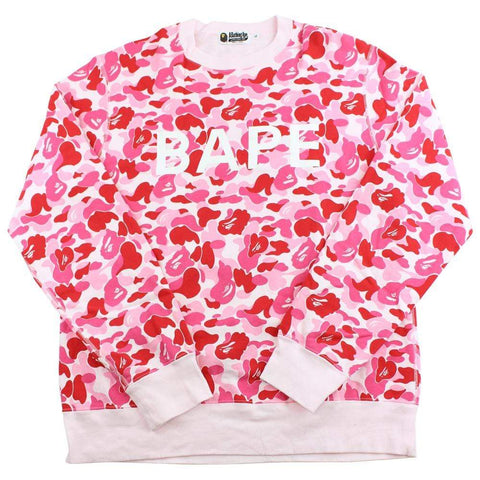 bape abc pink camo text crewneck