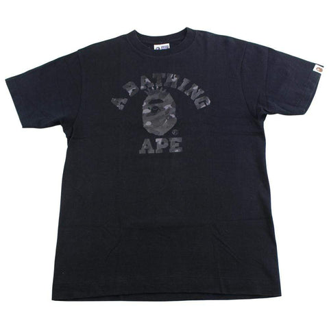 bape black camo nyc college logo tee black