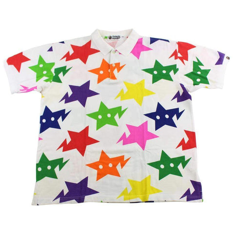 bape bapesta multi colour polo white