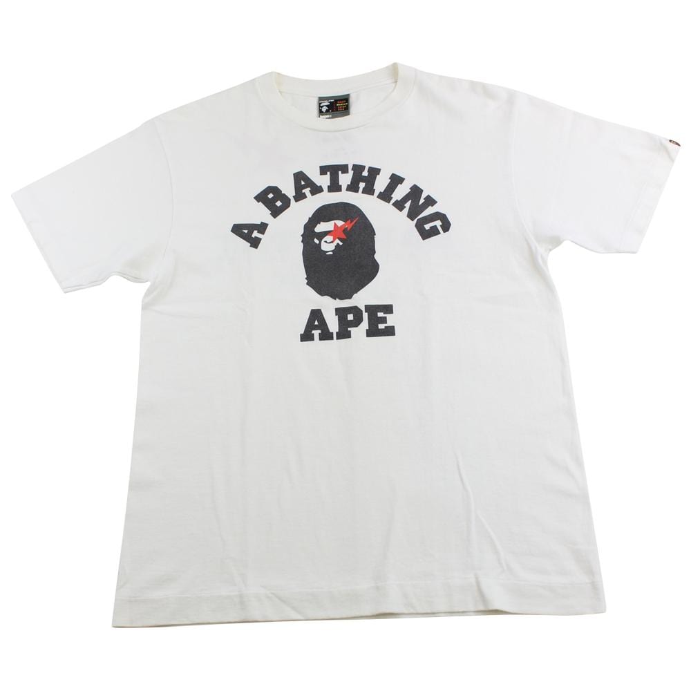 Bapesta Black College Logo Tee White - SARUUK