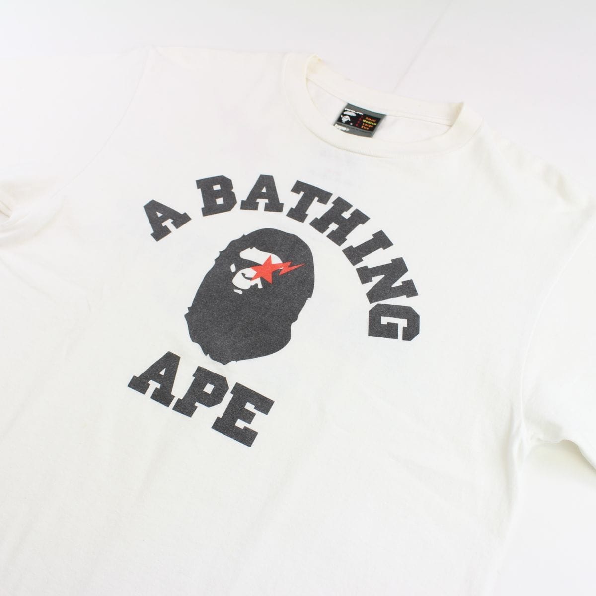 Bapesta Black College Logo Tee White - SARUUK