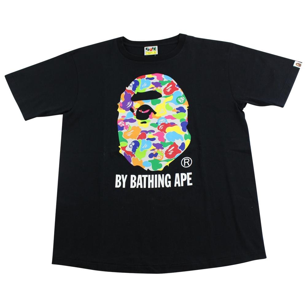 Bape Multi Camo Big Ape Logo Tee Black - SARUUK