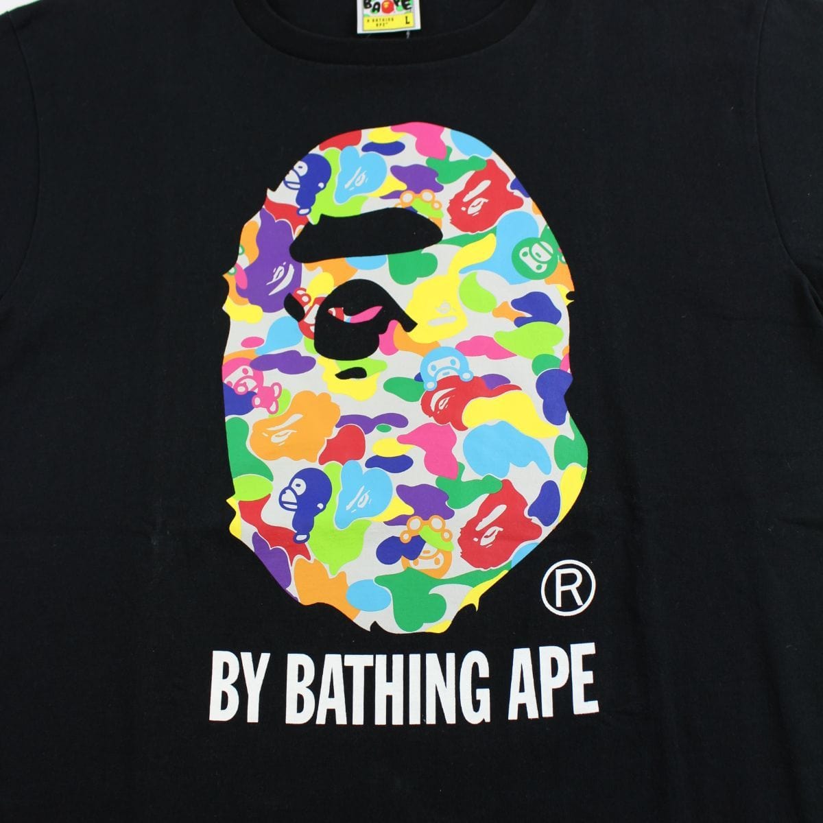 Bape Multi Camo Big Ape Logo Tee Black - SARUUK