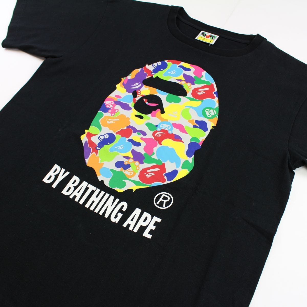 Bape Multi Camo Big Ape Logo Tee Black - SARUUK