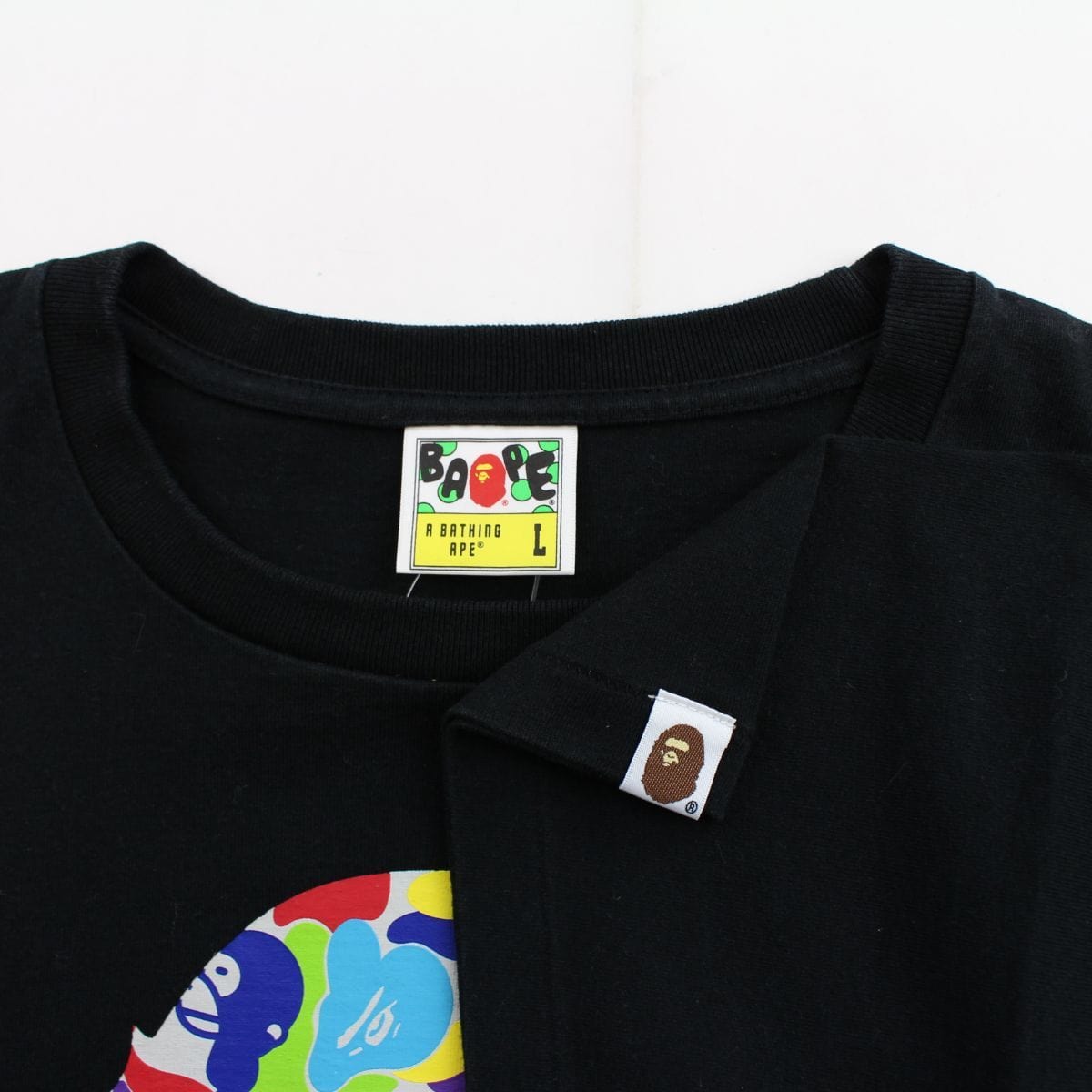 Bape Multi Camo Big Ape Logo Tee Black - SARUUK