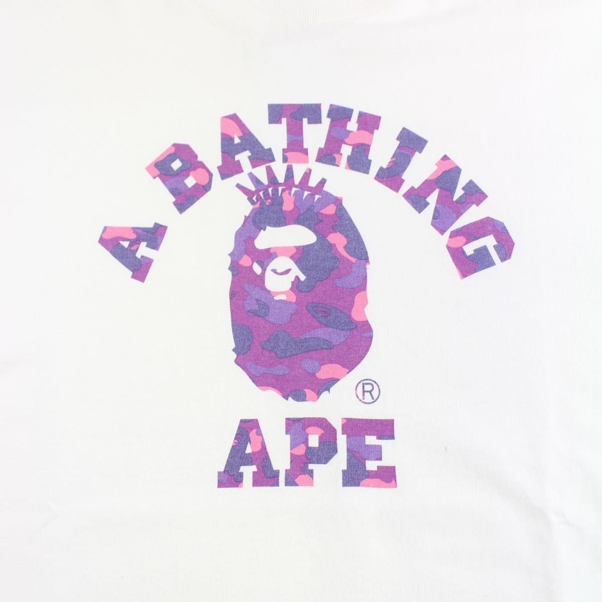 Bape Purple Camo NYC College Logo Tee White - SARUUK