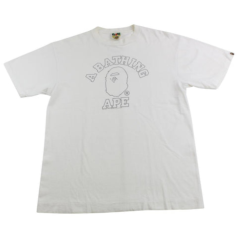 T-shirt Bape avec logo universitaire Swarovski Outline Blanc
