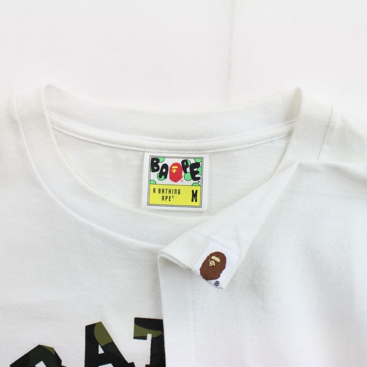 Bape Baby Milo 1st Green Camo College Logo Tee White - SARUUK