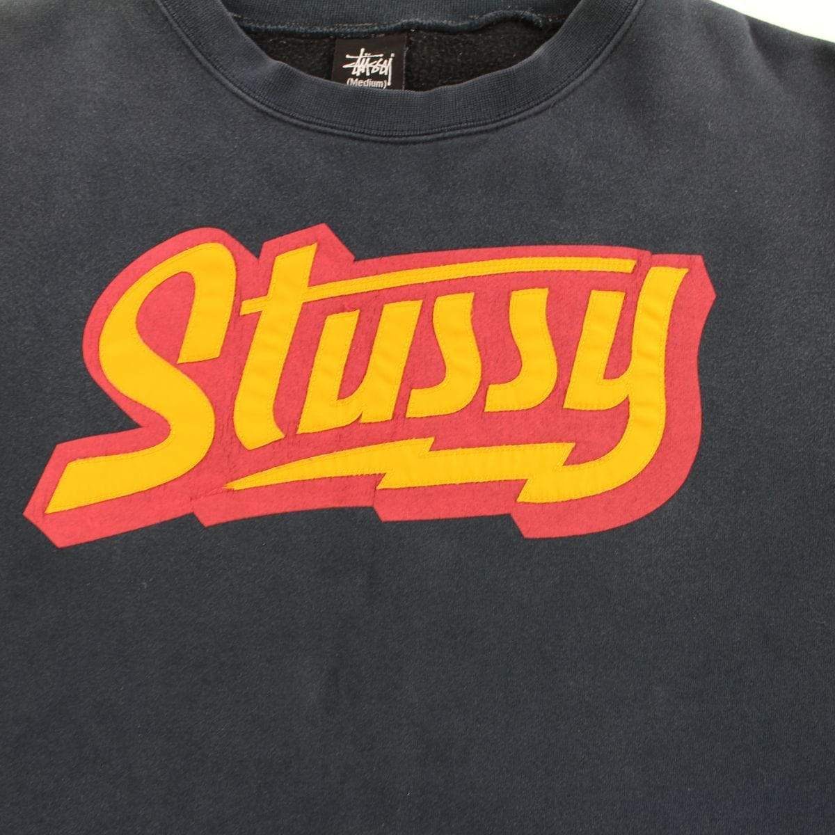 Stussy Lightning Underline Logo Crewneck Navy - SaruGeneral