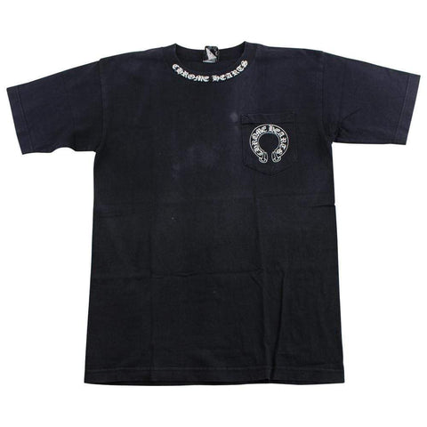 chrome hearts big cross neckline tee black