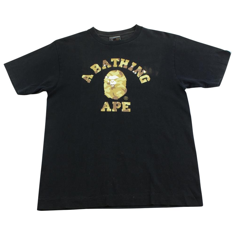 Bape Desert Camo Angry College Logo Tee Black - SARUUK