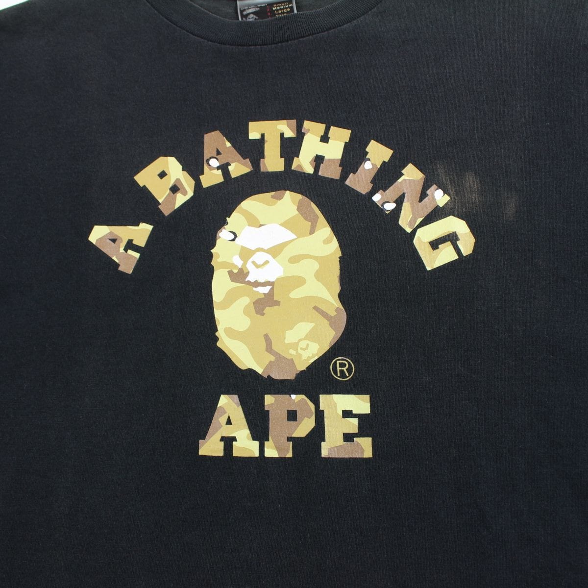 Bape Desert Camo Angry College Logo Tee Black - SARUUK