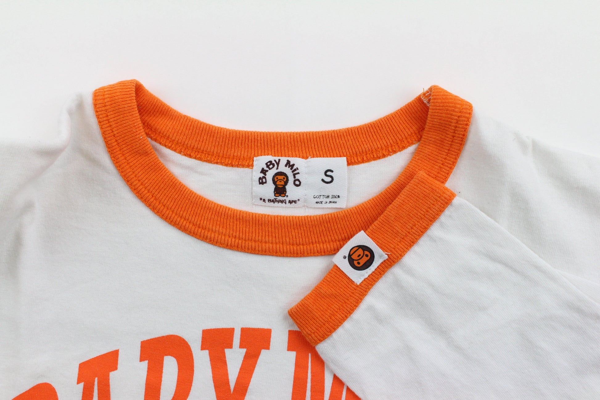 Bape Orange Baby Milo Store LS White - SaruGeneral