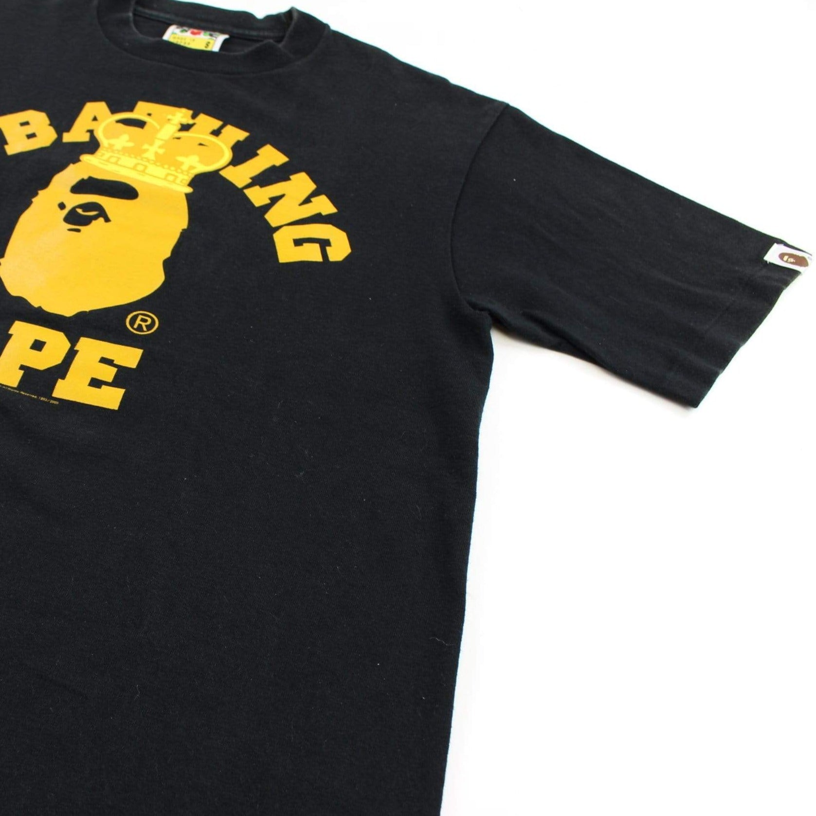 Bape gold Crown College Logo Tee Black - SARUUK