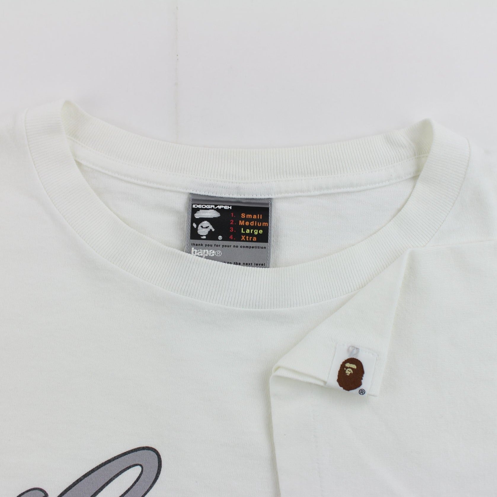 Bape grey script big ape logo tee white - SARUUK