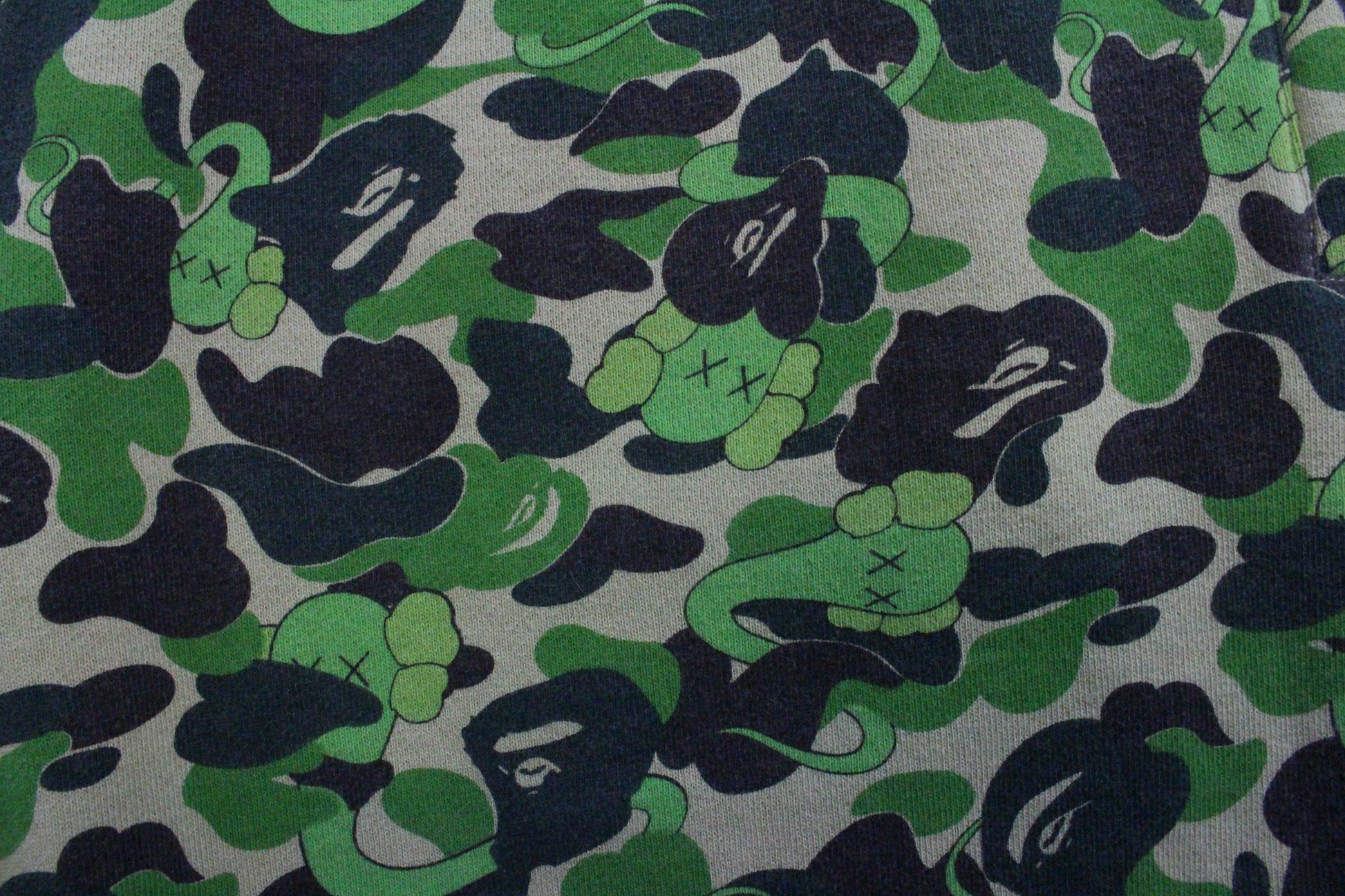 Bape x Kaws ABC Green Camo Shorts - SaruGeneral