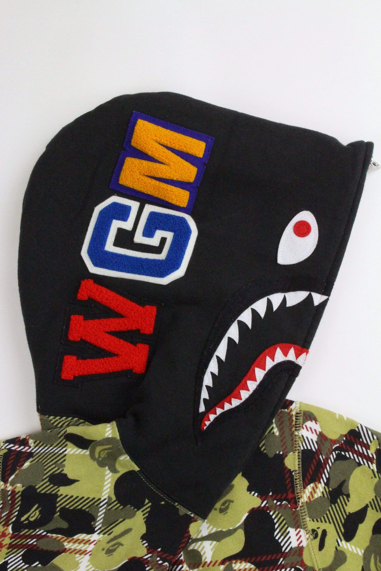 Bape Yellow Plaid Camo Shark Hoodie - SaruGeneral