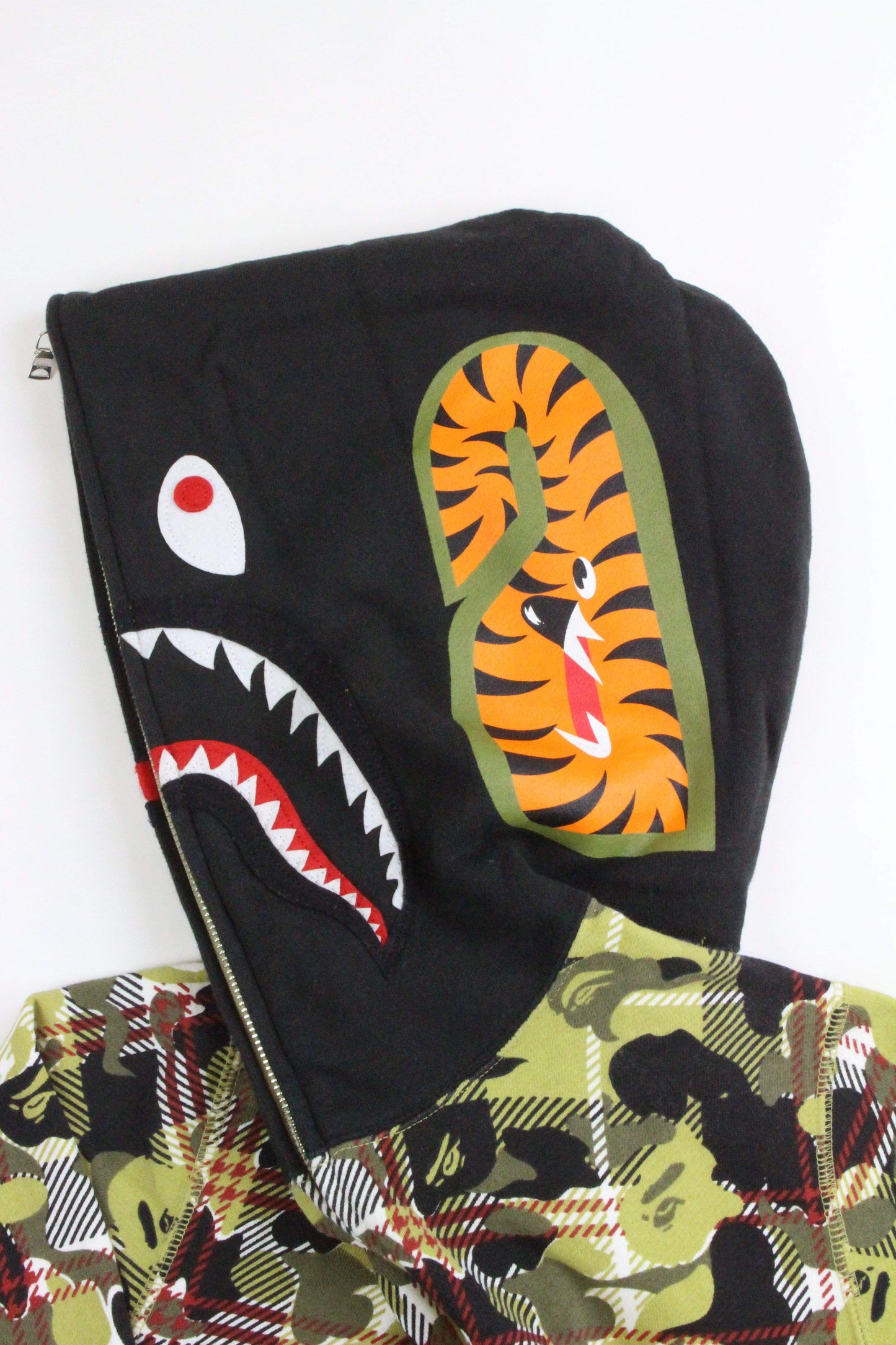 Bape Yellow Plaid Camo Shark Hoodie - SaruGeneral