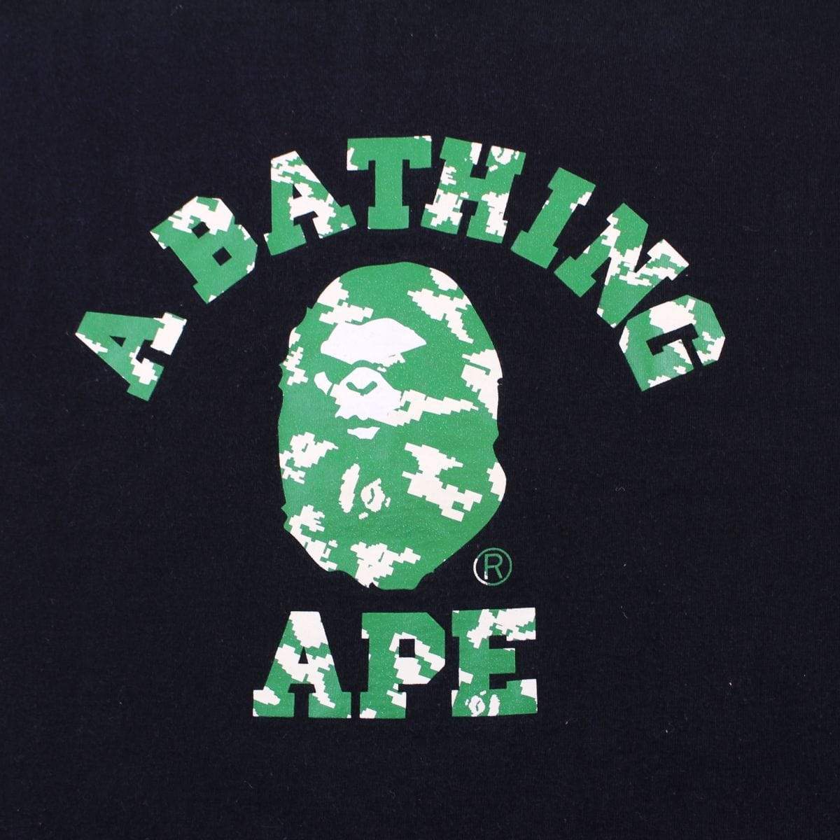 Bape Green Cloud College Logo Tee Black - SaruGeneral