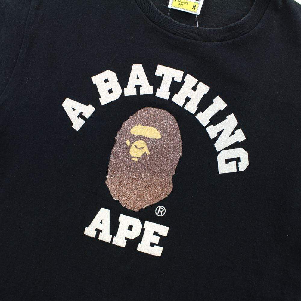 Bape Original Glitter College Logo Tee Black - SaruGeneral