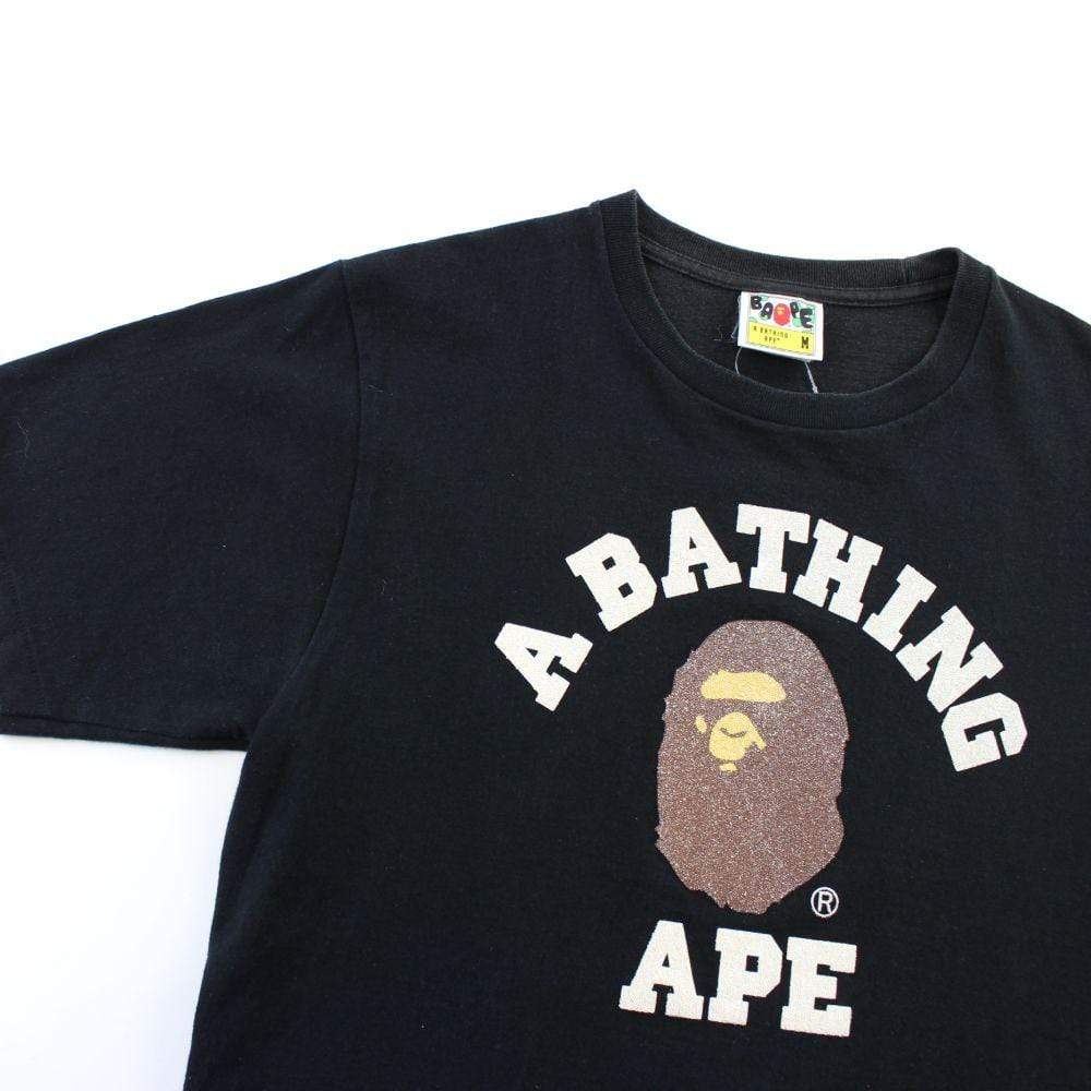 Bape Original Glitter College Logo Tee Black - SaruGeneral