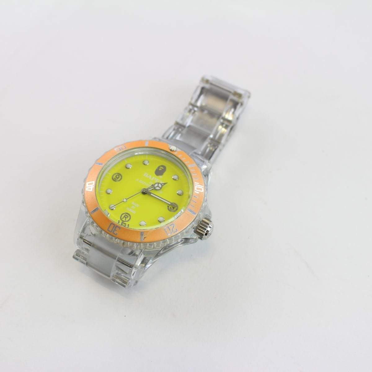 Bape Yellow & Orange Clear Strap Watch - SaruGeneral