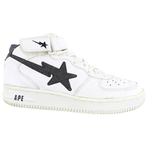 Bapesta High Denim white leather